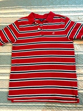 Brooks Brothers Fleece Boys Polo Shirt Large Striped Red/Blue 90s Style
